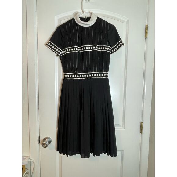 Vintage Herman Marcus Dress X-Small Black Embroidered 1950s Old Money Mad Men - Picture 1 of 8